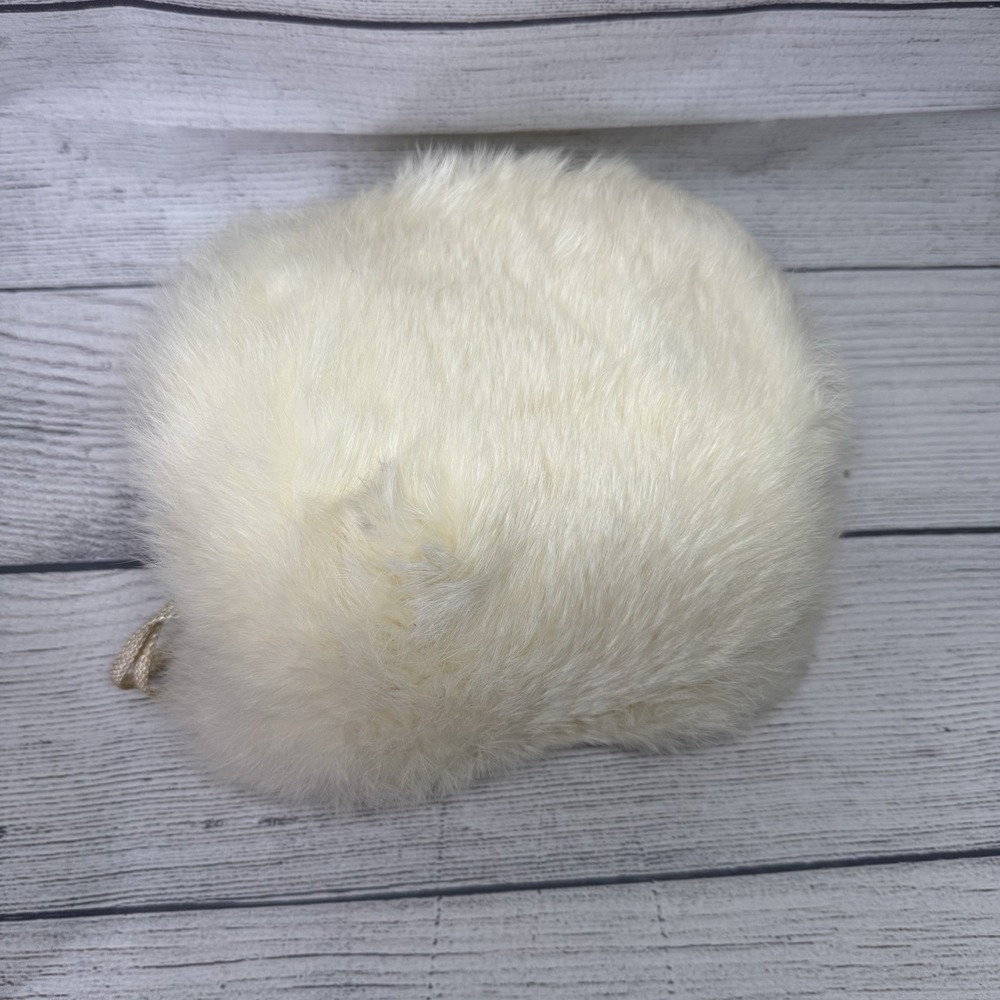 Vintage White Childs Fur Muff Hand Warmer 8" Satin Lining